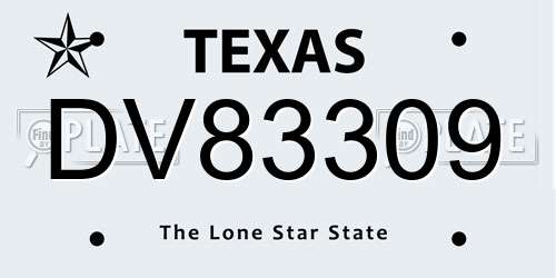 DV83309 Texas License Plate