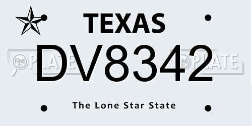 DV8342 Texas License Plate
