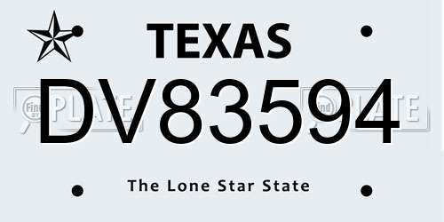 DV83594 Texas License Plate