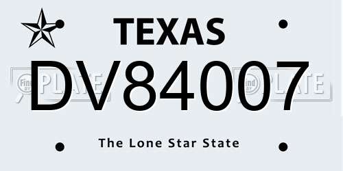 DV84007 Texas License Plate