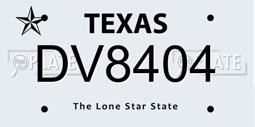 DV8404 Texas License Plate
