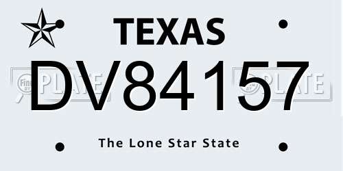 DV84157 Texas License Plate