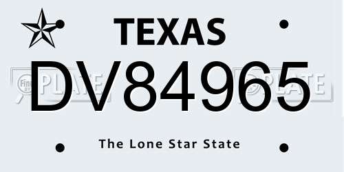 DV84965 Texas License Plate