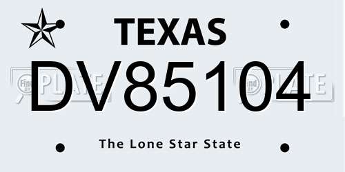 DV85104 Texas License Plate