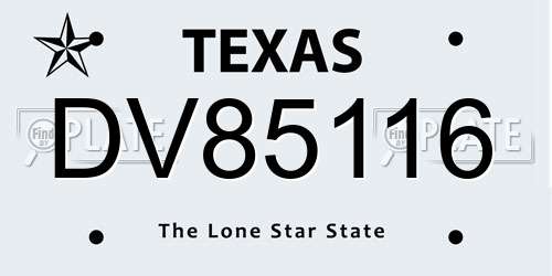 DV85116 Texas License Plate