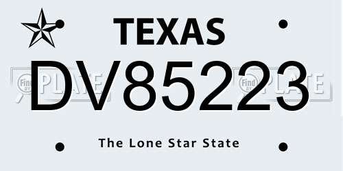 DV85223 Texas License Plate