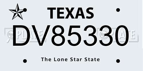DV85330 Texas License Plate