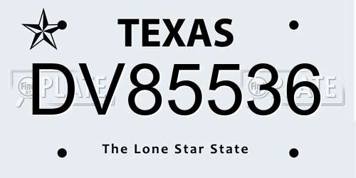 DV85536 Texas License Plate