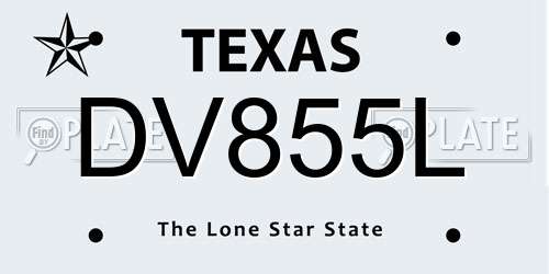 DV855L Texas License Plate