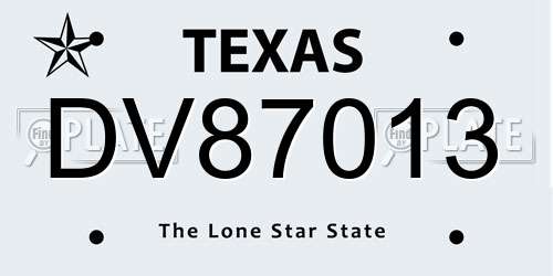 DV87013 Texas License Plate