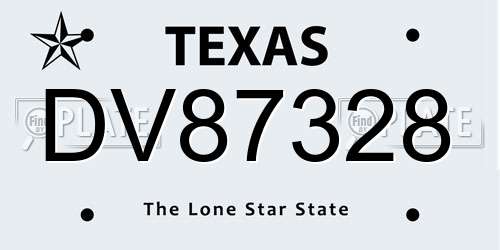 DV87328 Texas License Plate