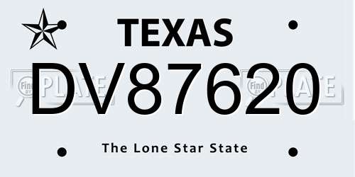 DV87620 Texas License Plate