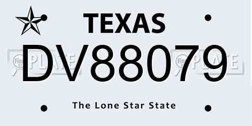 DV88079 Texas License Plate