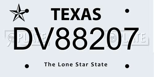 DV88207 Texas License Plate