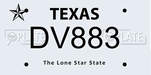 DV883 Texas License Plate