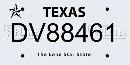 DV88461 Texas License Plate