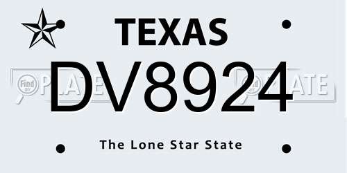 DV8924 Texas License Plate
