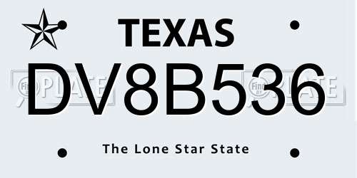 DV8B536 Texas License Plate