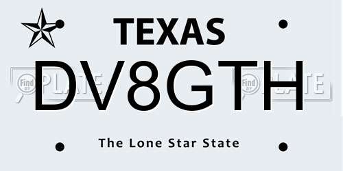 DV8GTH Texas License Plate