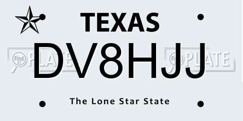 DV8HJJ Texas License Plate