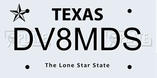 DV8MDS Texas License Plate