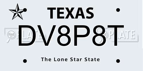DV8P8T Texas License Plate