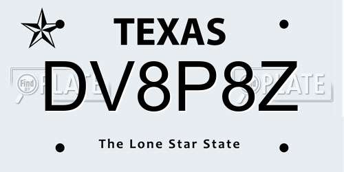 DV8P8Z Texas License Plate