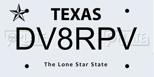 DV8RPV Texas License Plate