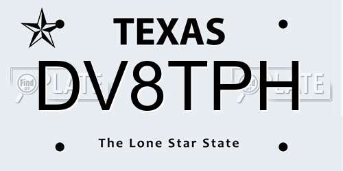 DV8TPH Texas License Plate