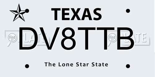 DV8TTB Texas License Plate