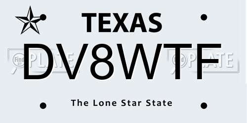 DV8WTF Texas License Plate