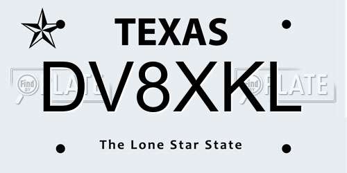 DV8XKL Texas License Plate