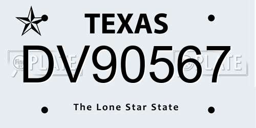 DV90567 Texas License Plate
