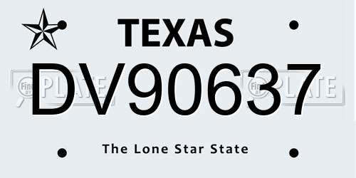 DV90637 Texas License Plate