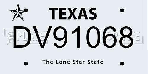 DV91068 Texas License Plate