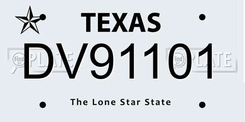 DV91101 Texas License Plate