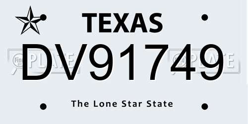 DV91749 Texas License Plate