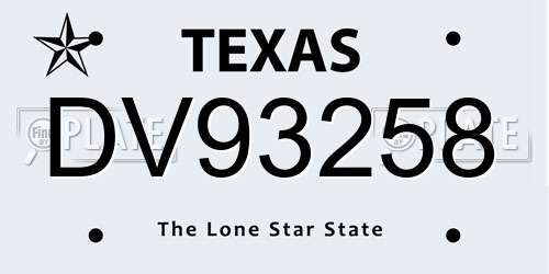DV93258 Texas License Plate