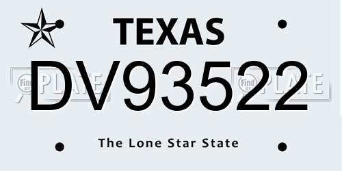 DV93522 Texas License Plate
