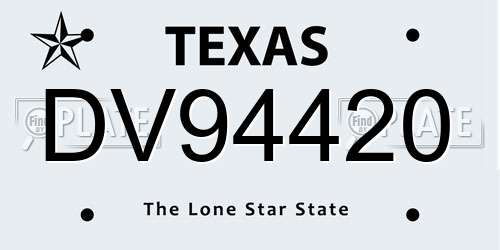 DV94420 Texas License Plate