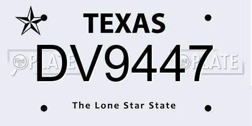 DV9447 Texas License Plate