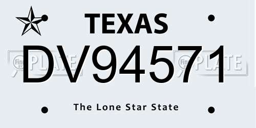 DV94571 Texas License Plate