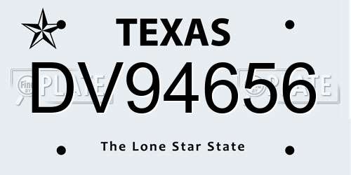 DV94656 Texas License Plate