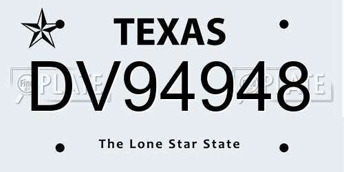 DV94948 Texas License Plate