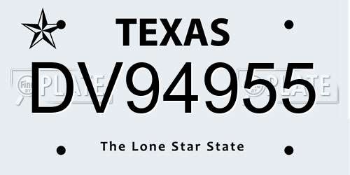 DV94955 Texas License Plate