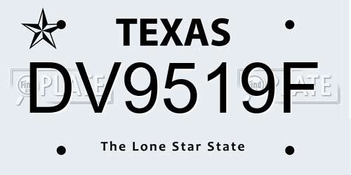 DV9519F Texas License Plate