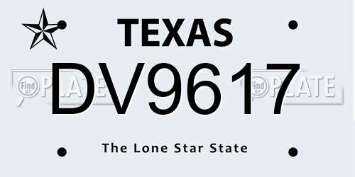 DV9617 Texas License Plate