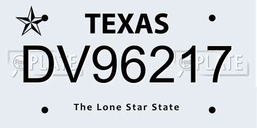 DV96217 Texas License Plate