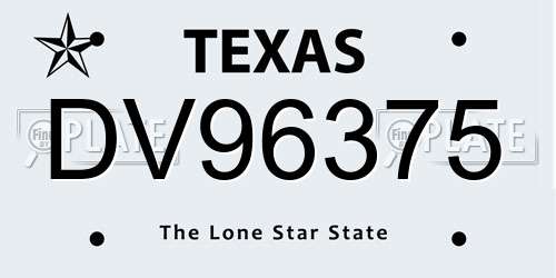 DV96375 Texas License Plate