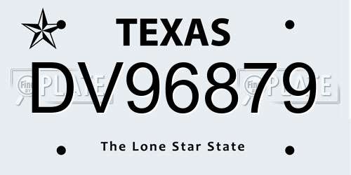 DV96879 Texas License Plate